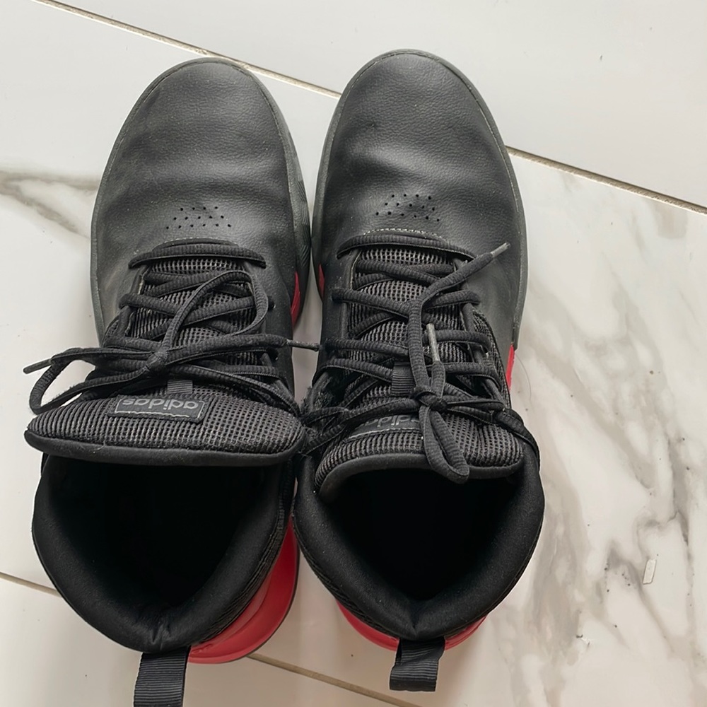 adidas Ownthegame Black Red Men Mid Cut Basketball Shoes Sneakers EG0951